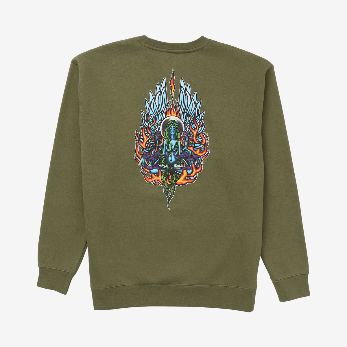 Freya EMB Crew Fleece // OLIVE
