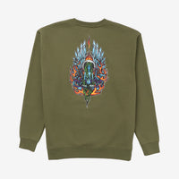 Freya EMB Crew Fleece // OLIVE