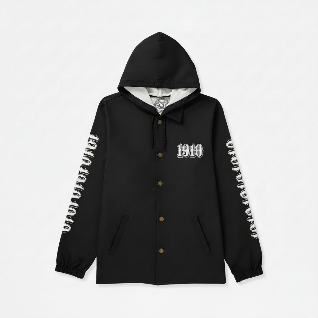 OG Font Hooded Coaches Jacket // Black