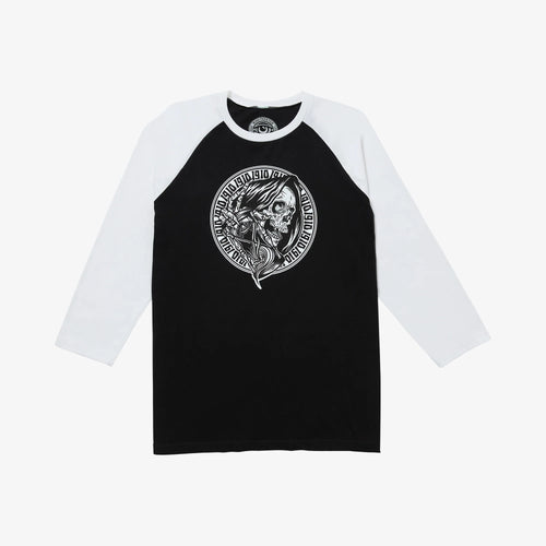 Times Up L/S Raglan T-Shirt // Black/White