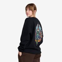 Freya EMB Crew Fleece // BLACK