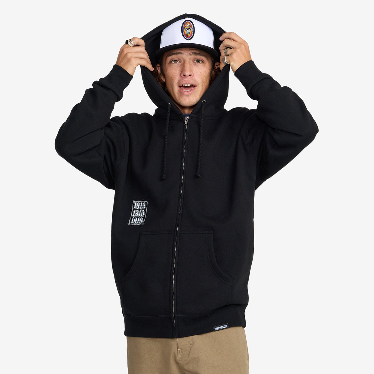 The Holder Zig Zag Zip Fleece // BLACK