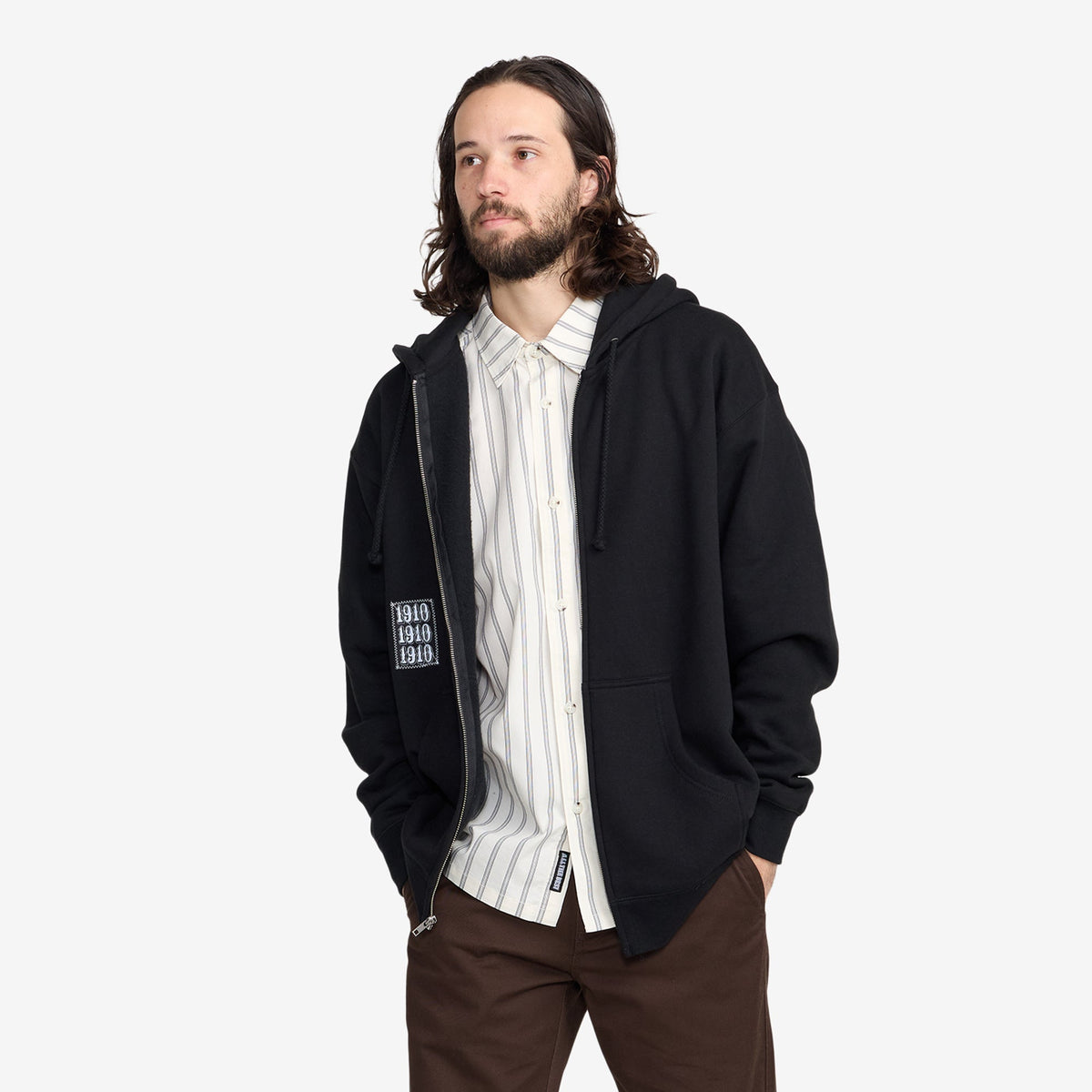 The Holder Zig Zag Zip Fleece // BLACK